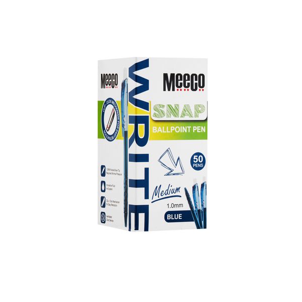 Meeco Snap Ballpoint Pen 1.0mm Blue Box of 50