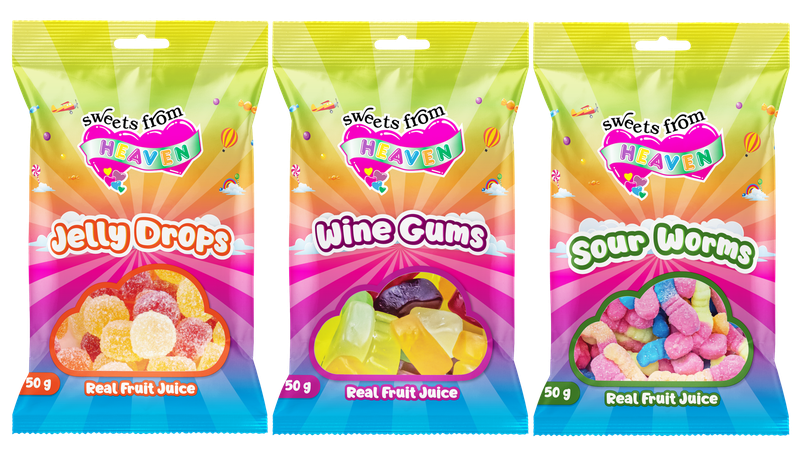12Pk |Sweets from Heaven |Jelly, Gums,Worms |Sweets &amp; Chocolates |50g