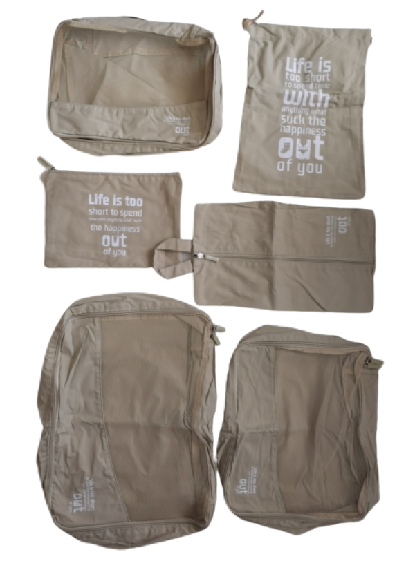 Ultimate 6 In 1 Travel Portable Storage Organizer Set- Beige