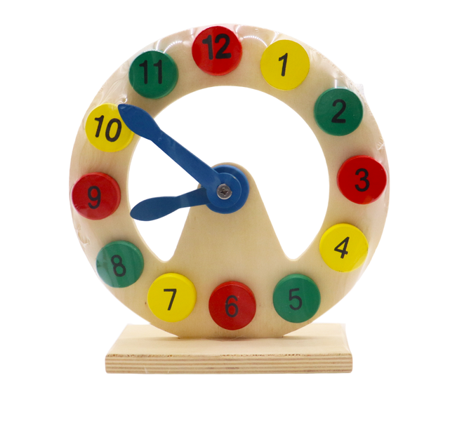 Vintage Wood Model Clock Building Blocks Education For Kids