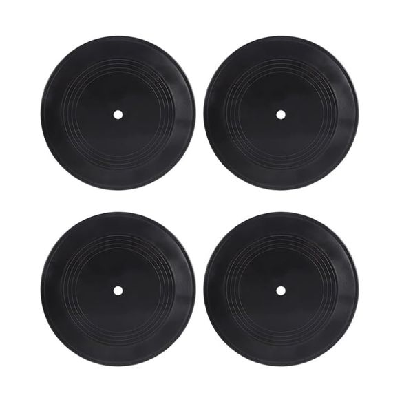 Decor Home Black Vinyl Plastic Records Ornament Set Of 4 -30cm