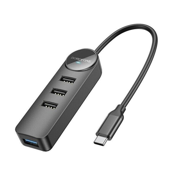 Borofone Adapter DH5 Erudite 4in1 - USB-C to 4xUSB 3.0 - 0,2 Meters Black