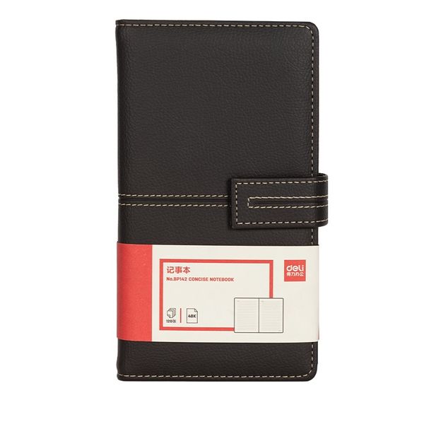 Deli Leather Cover Notebook 175x95mm 120 Sheets Black