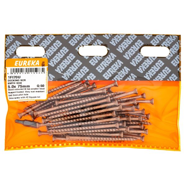 EUREKA Decking Screw Smooth Shank 5 x 75mm Q:50 1FI70U