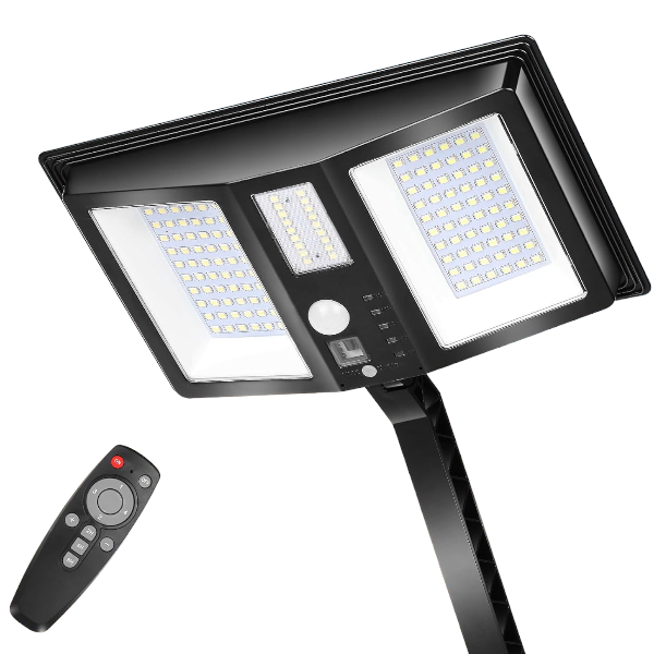 Outdoor LED Solar Street Light With Remote Control - Black
