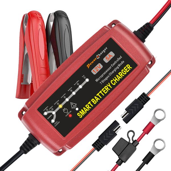 Power Charger 12v 5A Trickle Battery Charger (Red)