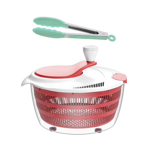 Ergonomic Multifunctional Salad Spinner with Silicone Tongs