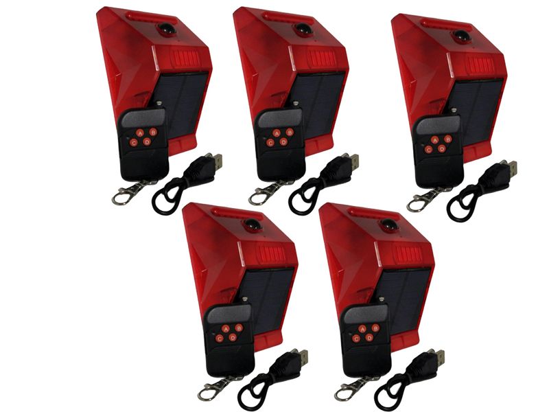 5 Pack Solar Alarm with Remote