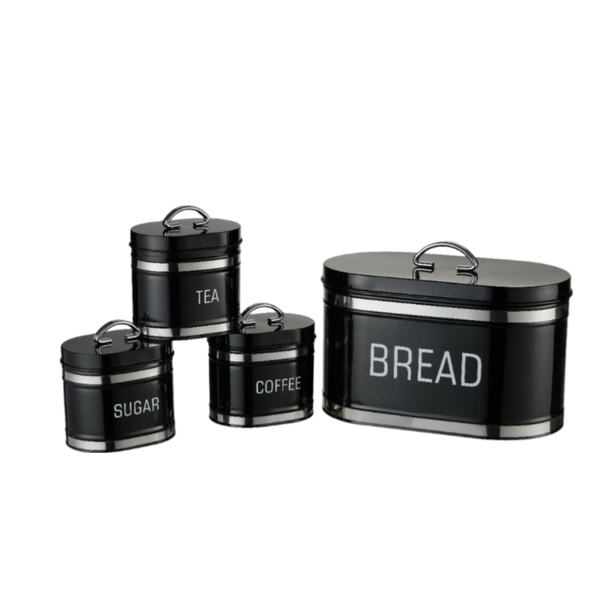 Stainless Steel Canister and Bread Bin Set - Set of 4