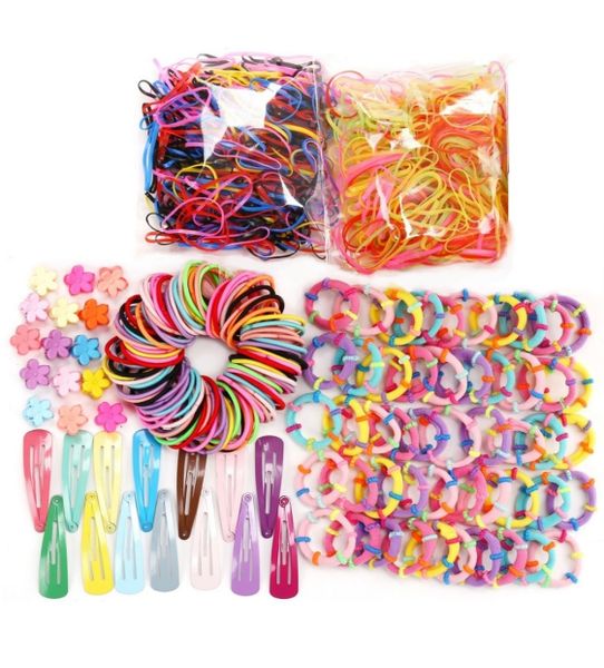 780PCS Colourful Assorted Elastic Hair Bands/Clips Set For Girls Children