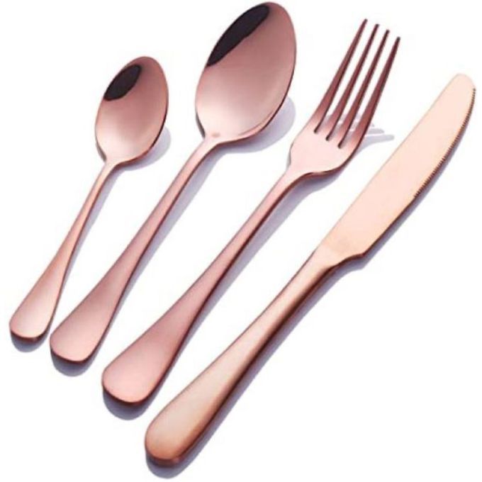 24 Piece Stainless Steel Mirror Finish Cutlery Set Rose Gold Buy