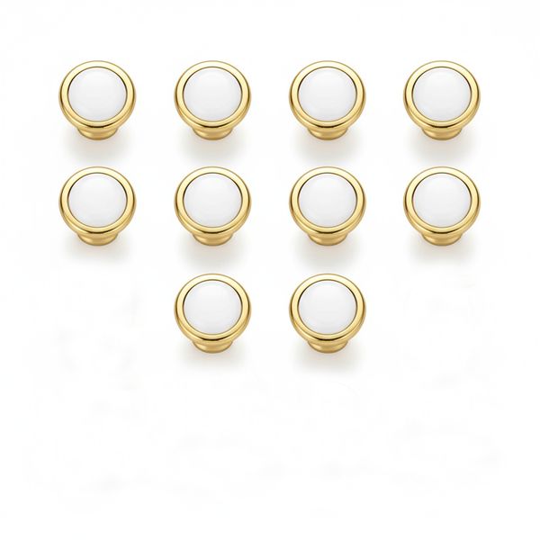 10 Gold Ceramic Zinc Alloy Cabinet Knob - 5089 Single Hole Round Handle