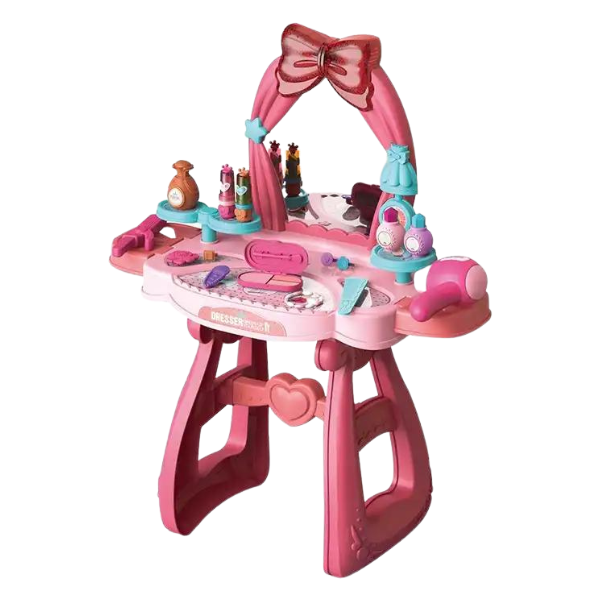 Girls Dressing Table Play Set With Light &amp;Sound, Make Up&amp; Hair Accessories