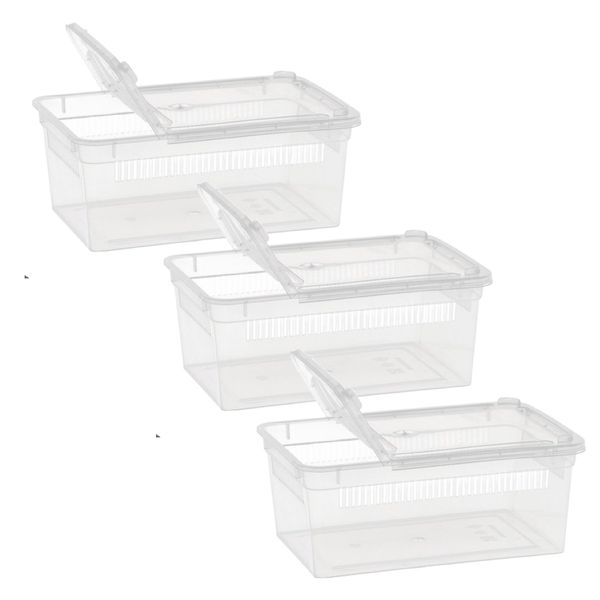 Pet Breathable Transparent Acrylic Small Reptile Breeding Boxes 3pc - 19cm