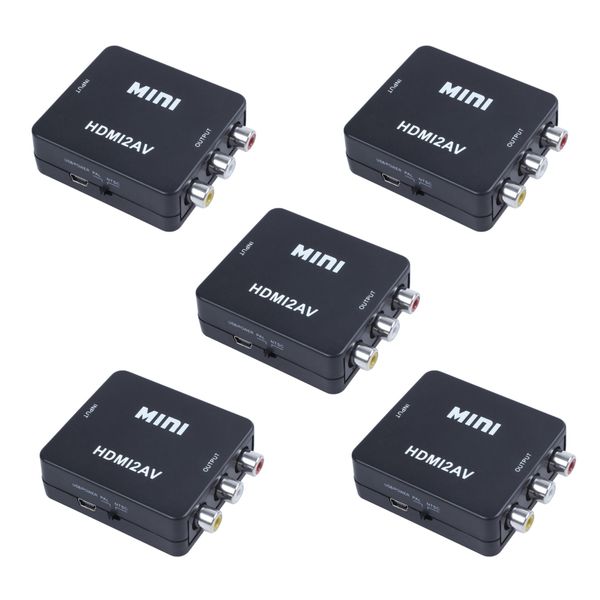 5X Mini Hdmi To 3Rca Cvbs Composite Video Av Converter Adapter Black