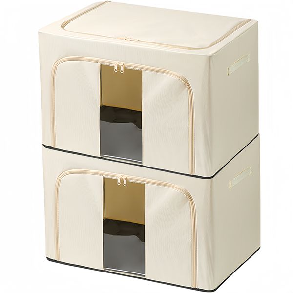 2-Piece Oxford Clothes Storage Boxes Foldable Dust-Proof Storage Bins