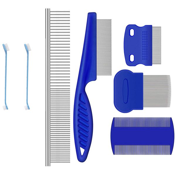7Pieces Tear Stain Remover Comb Double-Sided Dog Eye Comb Brush Tool