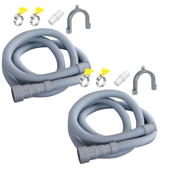 Universal Washing Machine Drain Hose with Clamp - 5 Piece - 2 Sets