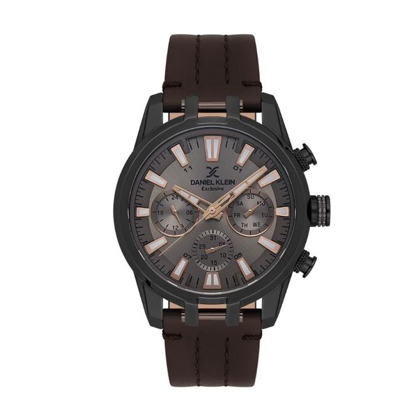 Daniel Klein-Mens Brown Leather Strap Watch-DK113803-3
