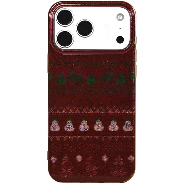 Festive Christmas Pattern Phone Case - Compatible With 17 Pro Max - Red