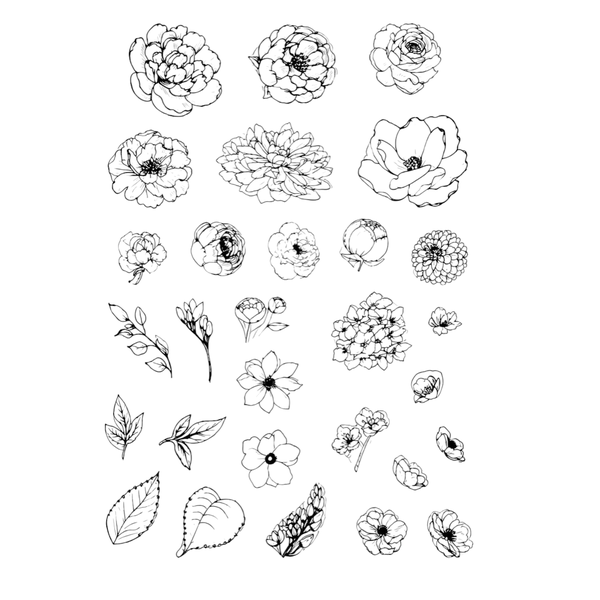 Clear Silicone Rubber Stamp Set, Floral Theme, for Card Making