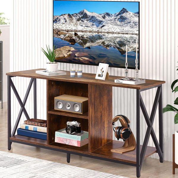 TV Stand Media Console Rustic Industrial TV Unit Cabinet Living Room