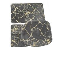 3 Piece Luxury Marble Textured Bath Mat Set
