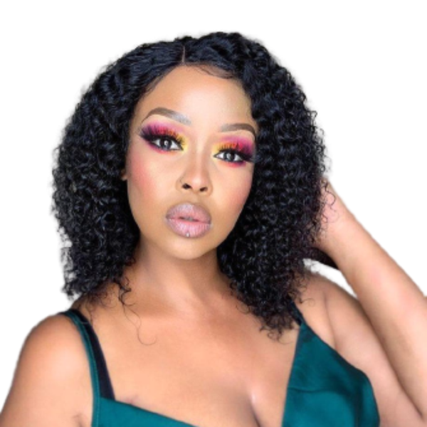 Curly Brazilian Hair Wig, Water Wave Wig With 4x4 Closure.