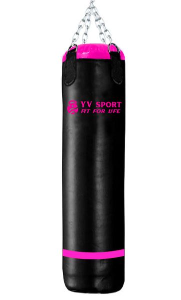 Muay Thai Punching Bag and Kick Long Bag - Black with pink Top 155cm Height