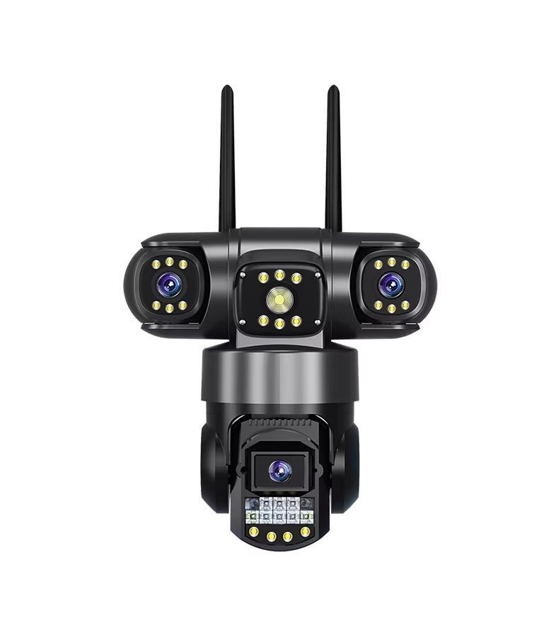 3-Lens Wifi Security Camera black System Dual-Charging Night Vision Motion