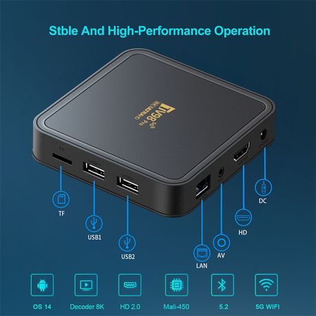 Android 14.0 TV Box 8K 2GB+16GB Dual-Band WiFi Fast Streaming