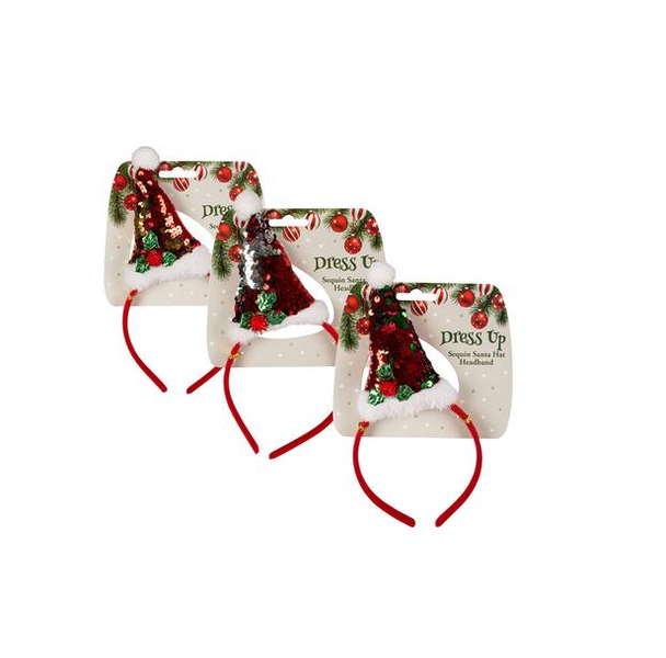 Xmas Sequins Dress Up Headbands 21cm x 2