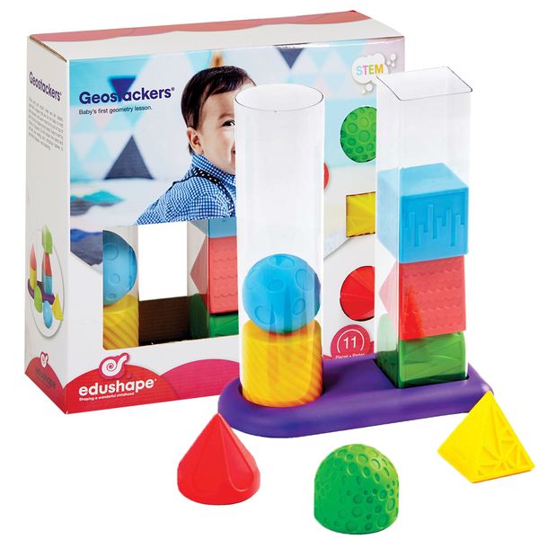 edushape - GeoStackers - Squeeze, Stack &amp; Sort Sensory Toy for Babies