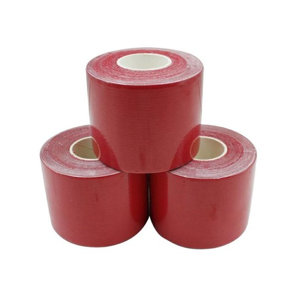 100% Synthetic Kinesiology Tape - Topstrap - 5cmX5m - 3 X Rolls - Red