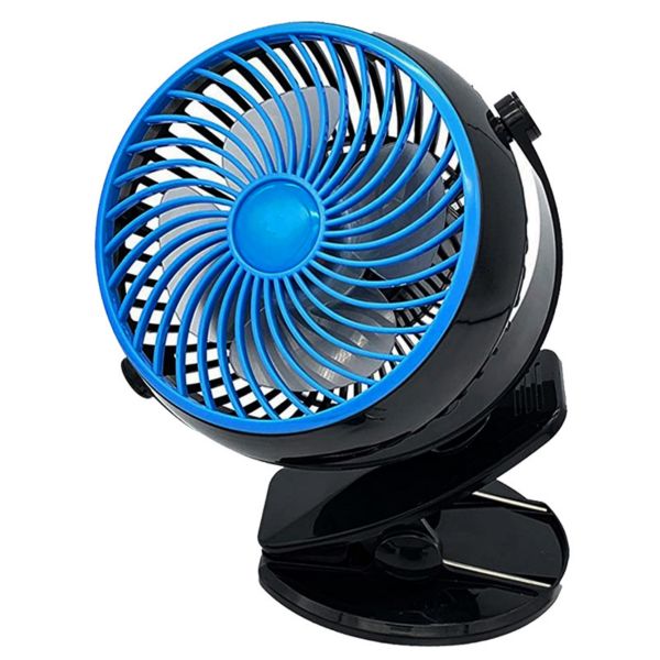 Mini Clip on Fan, Rechargeable Battery Operated Desk Fan - Black
