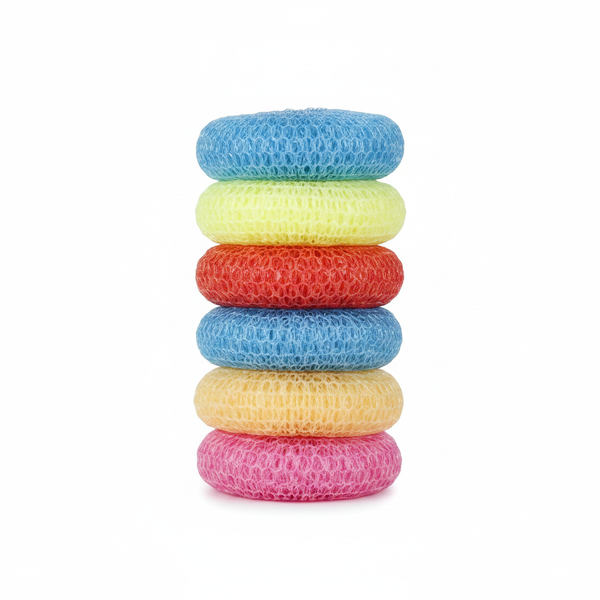 Disa Plastic Mesh Scourer Balls for Tough Kitchen Cleaning - 6 - 2 Pack