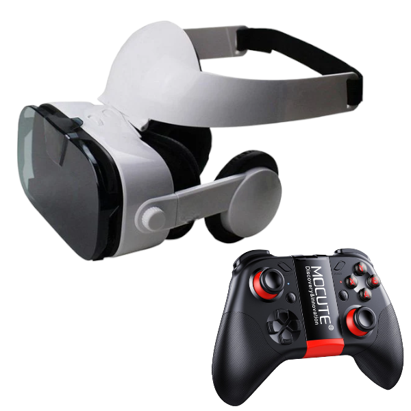 High Resolution VR Headset with Remote Controller - White &amp; Black