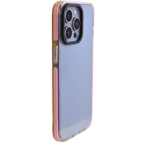 Phone Case with Pastel Pink Edge Compatible with Iphone 15 Pro - Clear Image