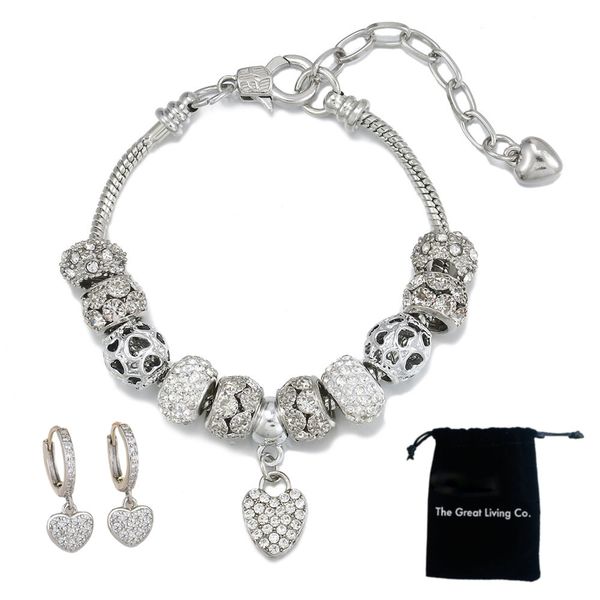 Lux Jewellery Set-Crystal Bracelet &amp; Cubic Zirconia Earrings in Gift Bag