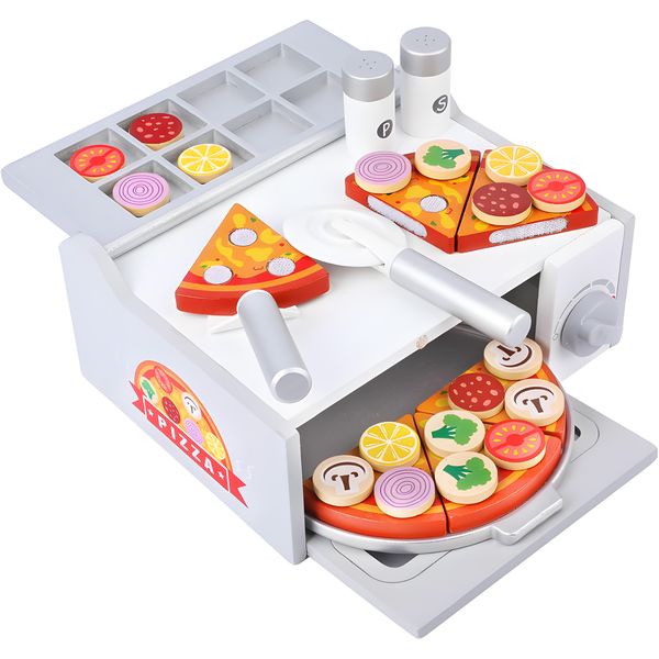 Pizza Counter Play Set Pizza Oven Toy Pretend Play Food Set for Kids Gift