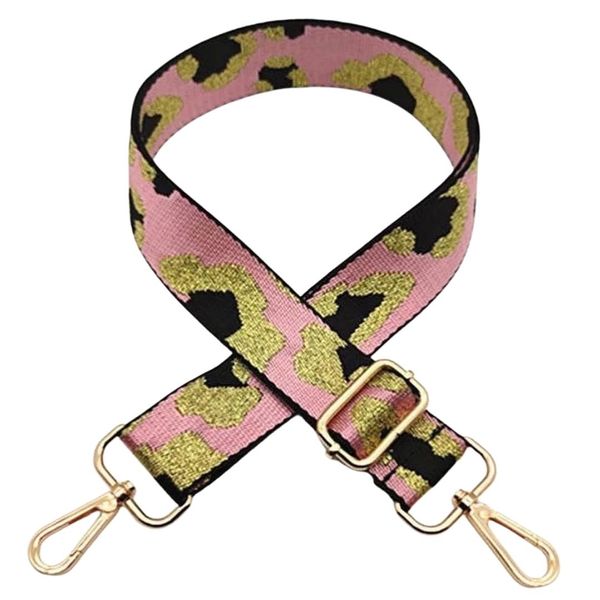 Detachable Bag Strap - Pink, Black and Gold Leopard Print
