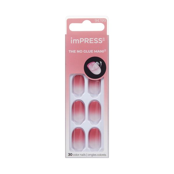 Kiss imPRESS Color Ombre Press On Nails, 'Beat The Heat', Pink, Short Oval