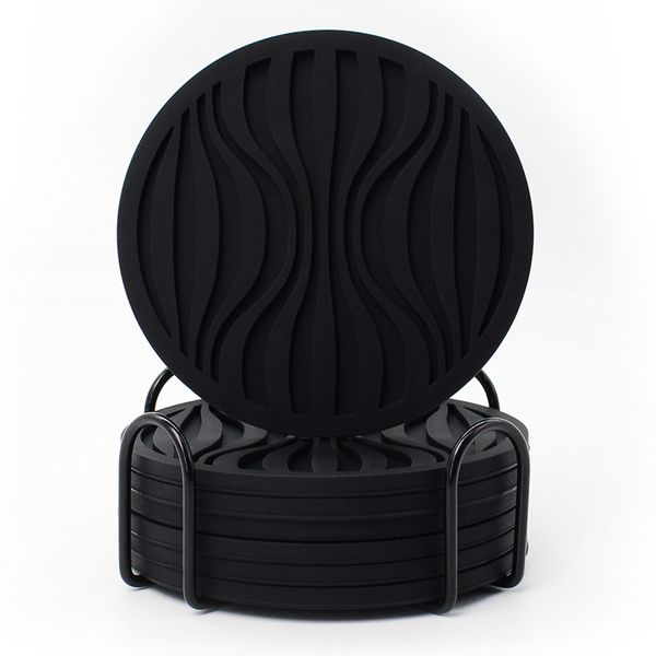Silicone Coasters Set With Holder - 6 Pieces