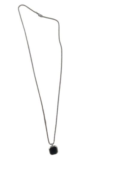 1pc Stainless Steel Rectangular Pearl Pendant Necklace for Men
