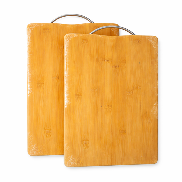 Bamboo Cutting Board Set with Stainless Steel Handles (2 Pack)
