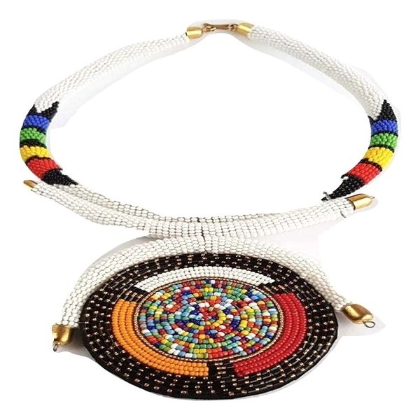 Kenyan African Traditional Maasai White Necklace Jewelry For Women