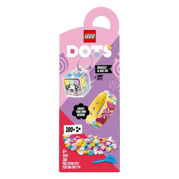 LEGO DOTS Candy Kitty Bracelet &amp; Bag Tag 41944 DIY Craft Kit (188 Pieces)
