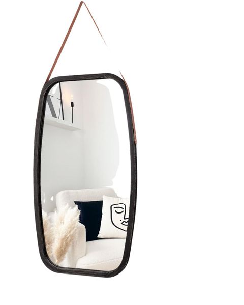 RustiCharm Rectangular Wall Mirror - Black Wooden Frame Accent