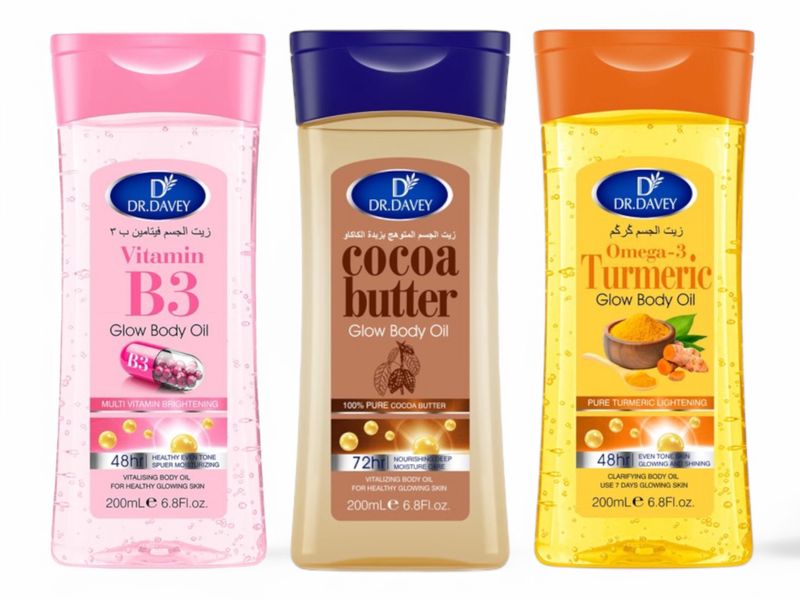 Dr Davey Cocoa Butter Turmeric Omega-3 Vitamin B3 glow Body Oil 200ml