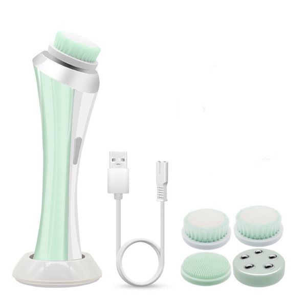 4in1 Portable Silicone Exfoliating Spin USB Facial Cleansing Brush